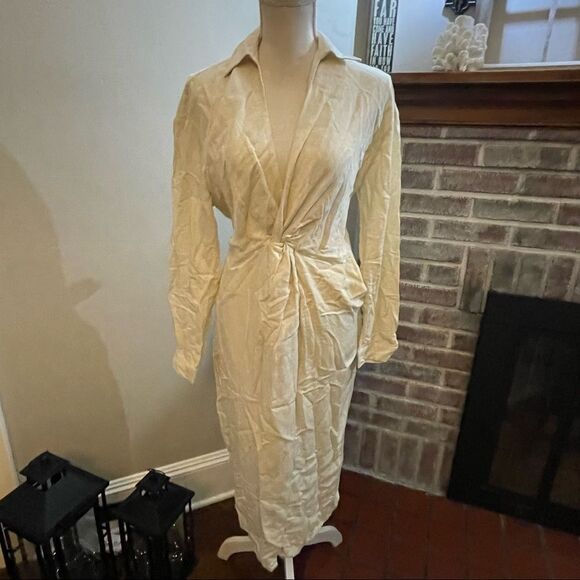 Anthropologie - V-Neck Knot Front Midi Dress size 8 - Picture 6 of 7